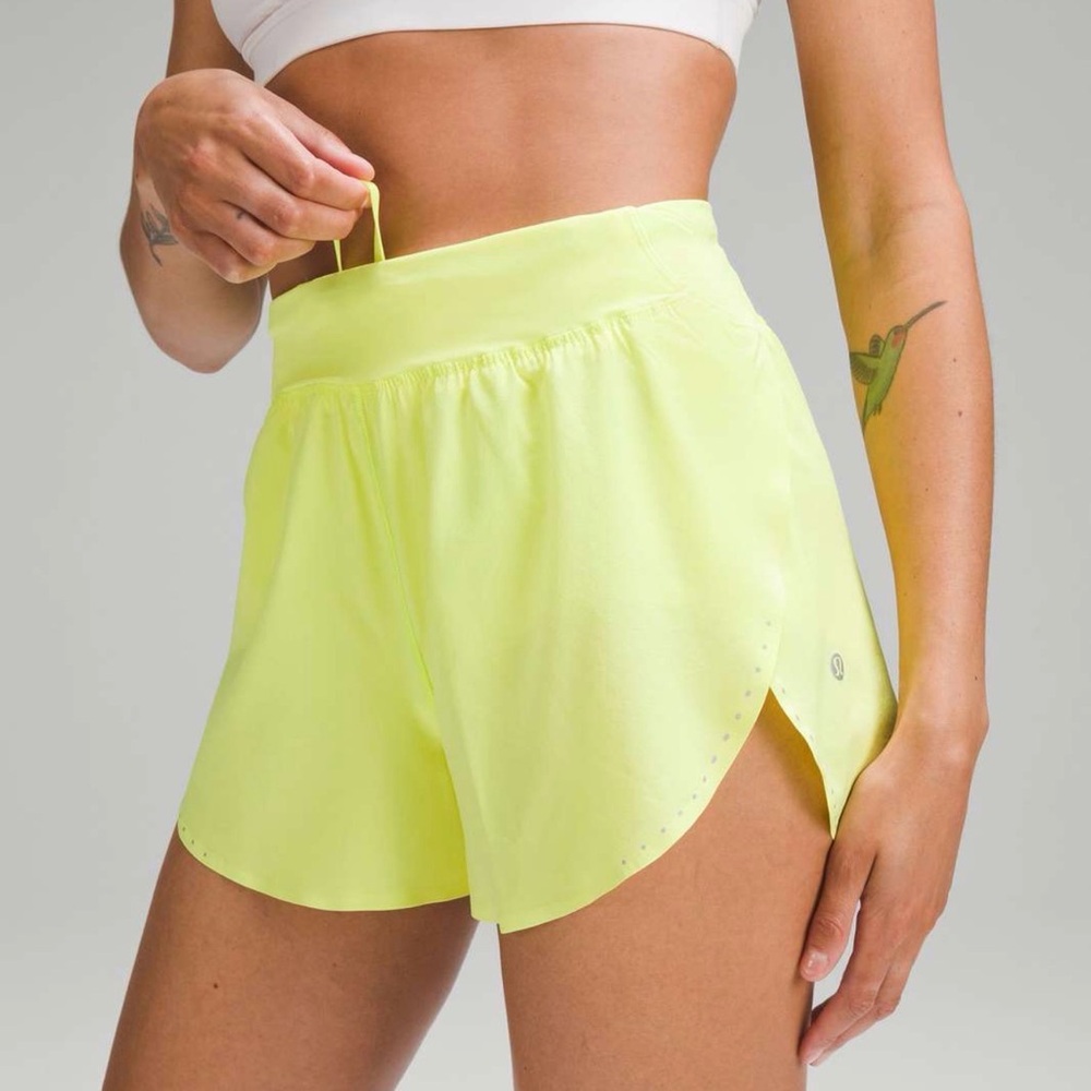 Lululemon Fast and Free Neon Yellow Athletic Shorts